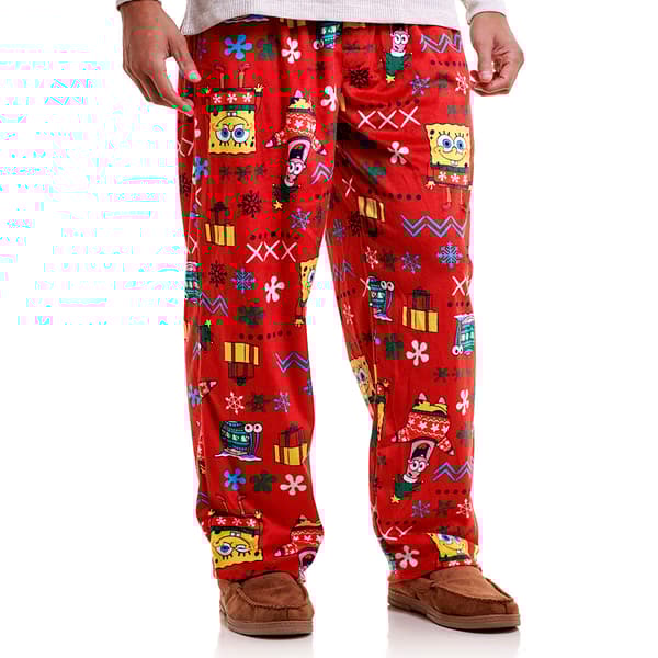Mens Spongebob Holiday Fair Silky Pajama Pants - image 