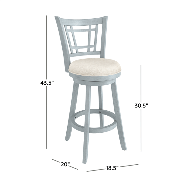 HH2 Home Fairfox Blue Wood Bar Height Swivel Stool