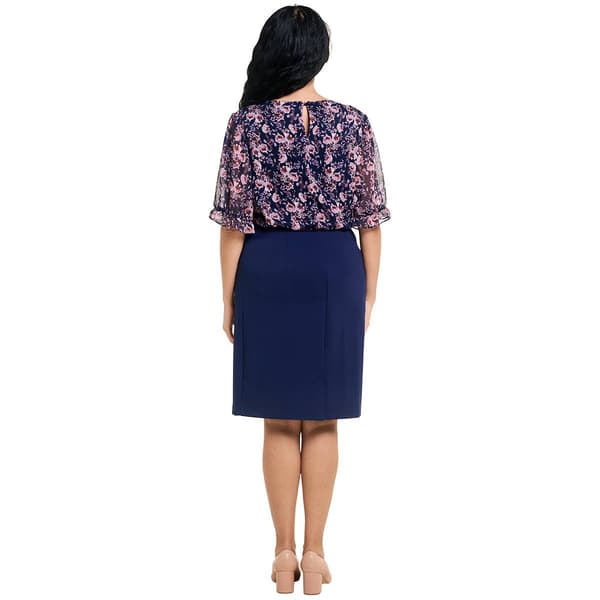 Womens Connected Apparel Elbow Sleeve Blouson Dress