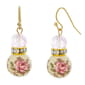 1928 Gold-Tone Multifaceted Rose Decal Beaded Crystal Earrings - image 1