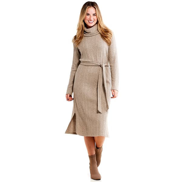 Womens Harper 241 Long Sleeve Rib Knit Cowl Neck Dress - image 