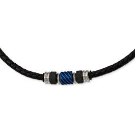 Mens Gentlemen's Classics&#40;tm&#41; Black & Blue Plated Necklace