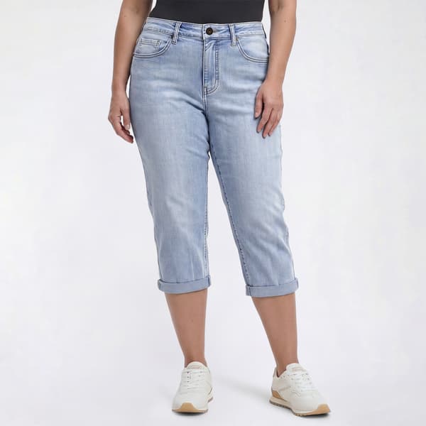 Plus Size Architect(R) Roll Cuff Hem Denim Capris - image 