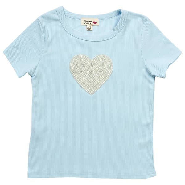 Girls (7-16) Dream Girl Short Sleeve Pearl Heart Tee - image 