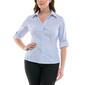 Womens Zac & Rachel Chambray Stripe Knit To Fit Blouse - image 1