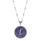 1928 Silver Tone L Initial Sodalite Pendant Necklace - image 1
