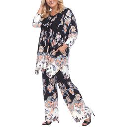 Plus Size White Mark 2 Piece Head To Toe Floral Paisley Set