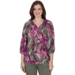 Womens Ruby Rd. Sedona Escape Tropical Tassel Neck Blouse - image 1