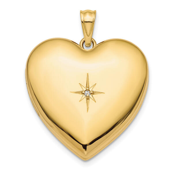 Gold Classics&#40;tm&#41; 14kt. Gold 24mm Diamond Star Ash Heart Locket - image 
