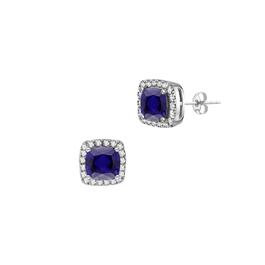 Gemstone Classics&#40;tm&#41; Silver Created Blue Sapphire Stud Earrings