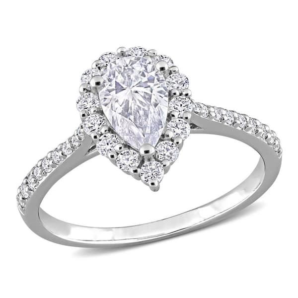 Gemstone Classics(tm) Sterling 1 3/8kt. Dew Moissanite Halo Ring - image 