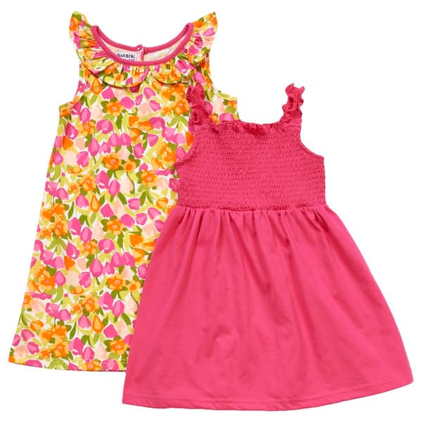 Girls &#40;4-6x&#41; Blueberi Boulevard 2pk. Tulip & Solid Smock Dresses - image 