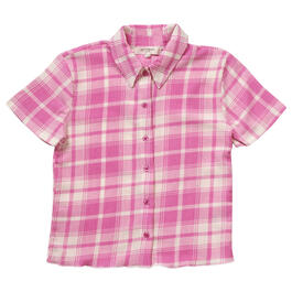 Girls &#40;7-16&#41; No Comment Button Down Crinkle Woven Top