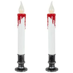 Northlight Seasonal Set of 2 Pre-Lit LED White And Red Candles