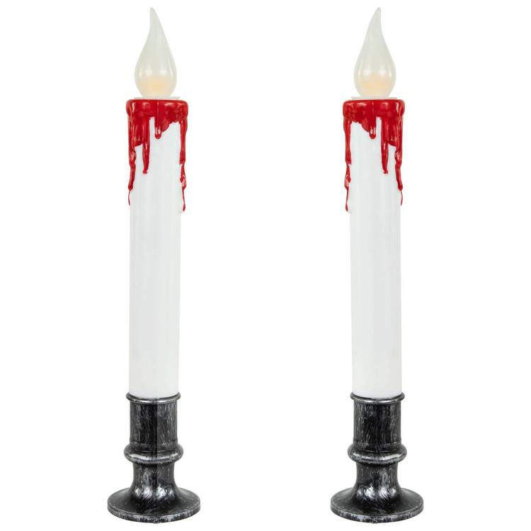 Northlight Seasonal Set of 2 Pre-Lit LED White And Red Candles