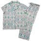 Petite White Orchid Short Sleeve Bird Floral Cropped Pajama Set - image 2
