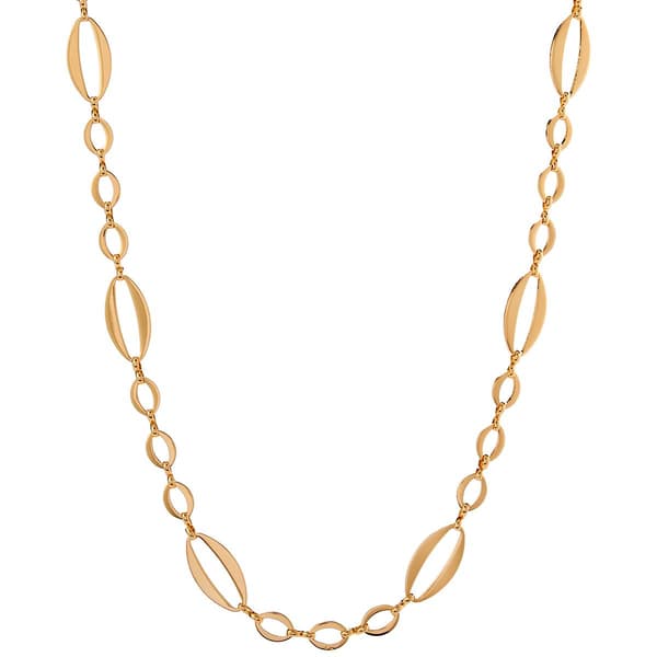 Design Collection 18 Gold-Tone Oval Flat Mixed Link Necklace - image 
