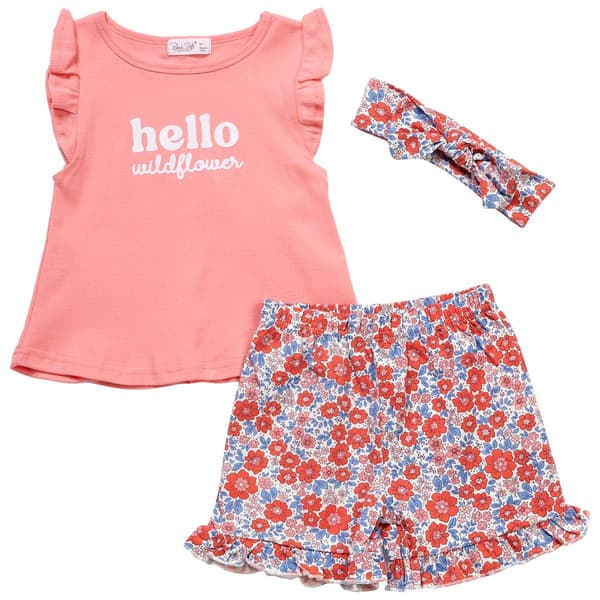 Toddler Girl Rene Rofe(R) 3pc. Hello Wildflower Top & Shorts Set - image 