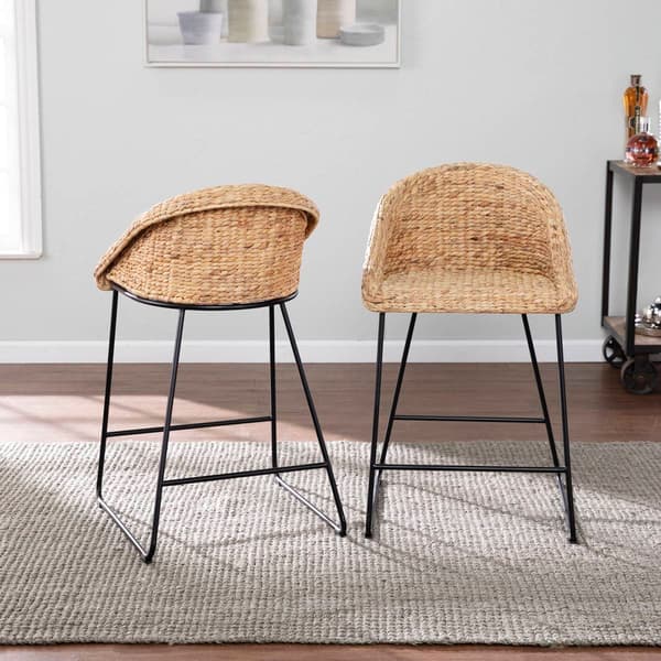 Southern Enterprises 2pc. Landrine Water Hyacinth Counter Stools - image 