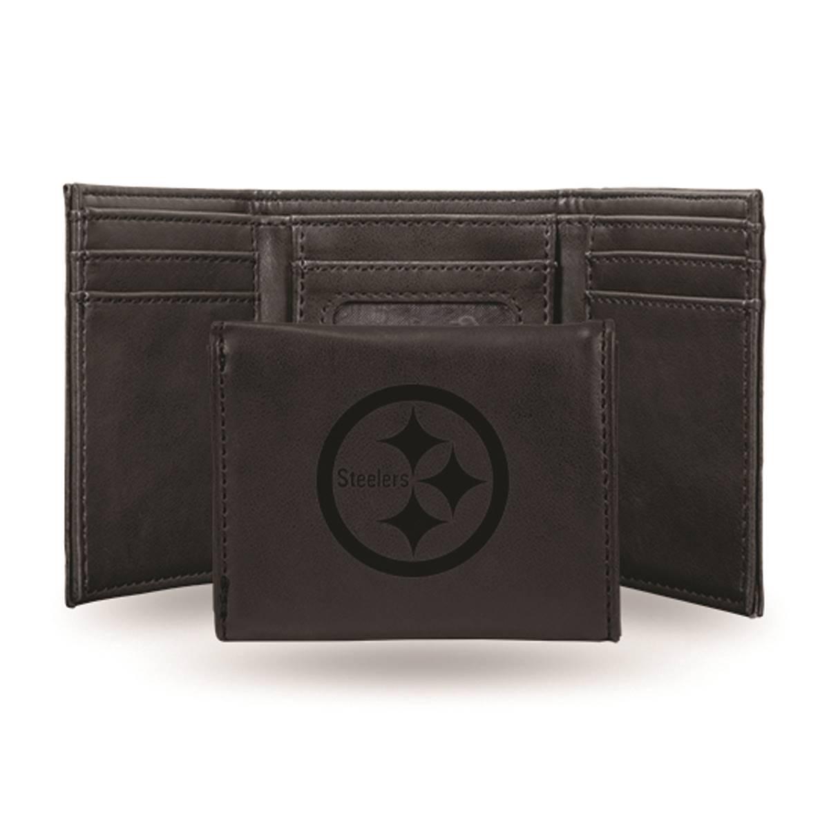 Mens NFL Pittsburgh Steelers Faux Leather Trifold Wallet