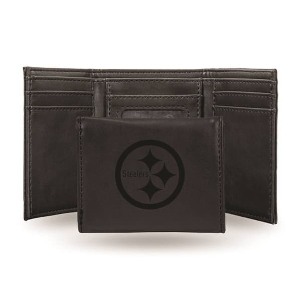 Mens NFL Pittsburgh Steelers Faux Leather Trifold Wallet