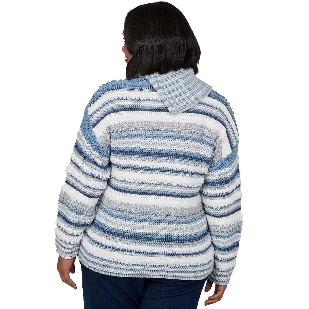 Plus Size Skye’s the Limit Icy Blue Sparkle Stripe Sweater