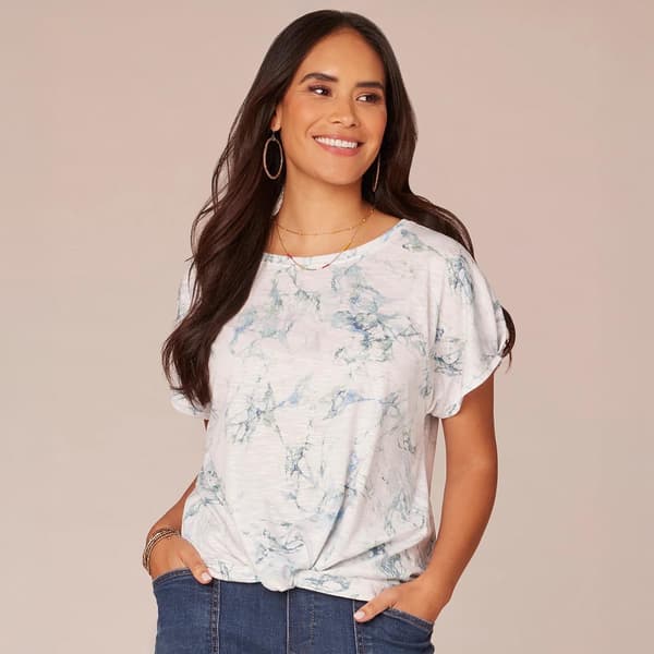 Womens Democracy Short Sleeve Knit Twist Hem Top - image 