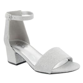 Womens Sugar Noelle Low Block Heel Slingback Sandals - Silver