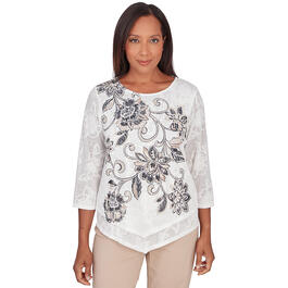 Plus Size Alfred Dunner Neutral Territory Scroll Jacquard Tee