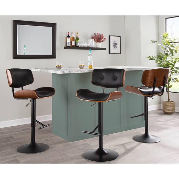 LumiSource Lombardi Mid-Century Modern Adjustable Bar Stool