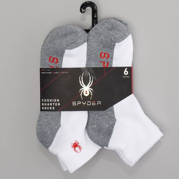 Mens Spyder 6pk. Color Block Quarter Socks