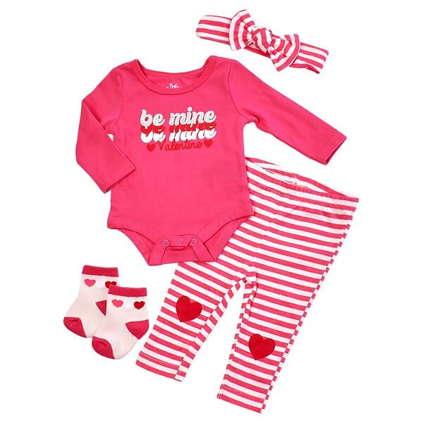 Baby Girl &#40;3-9M&#41; Baby Essentials&#40;R&#41; Vday Be Mine 4pc. Set - image 
