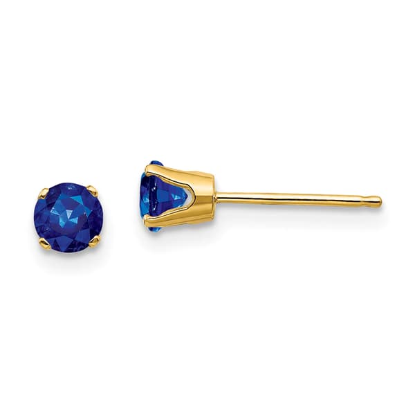 Gemstone Classics&#40;tm&#41; Yellow Gold 4mm. Sapphire Stud Earrings - image 