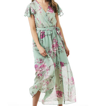 Womens Luxology Flutter Sleeve Floral Chiffon Maxi Dress - Boscov's