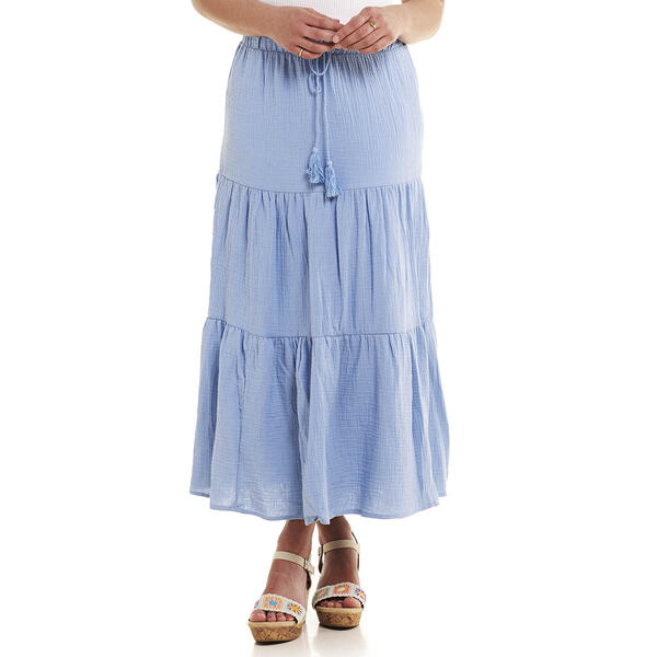 Juniors No Comment Tea Date Gauze Maxi Skirt - image 