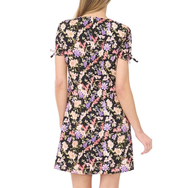 Womens Cece Short Sleeve Floral Bow Trim Shift Dress