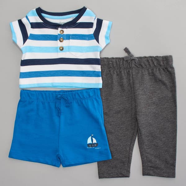 Baby Boy &#40;NB-9M&#41; Quiltex&#40;R&#41; 3pc. Summer Sailing Stripe Set - image 