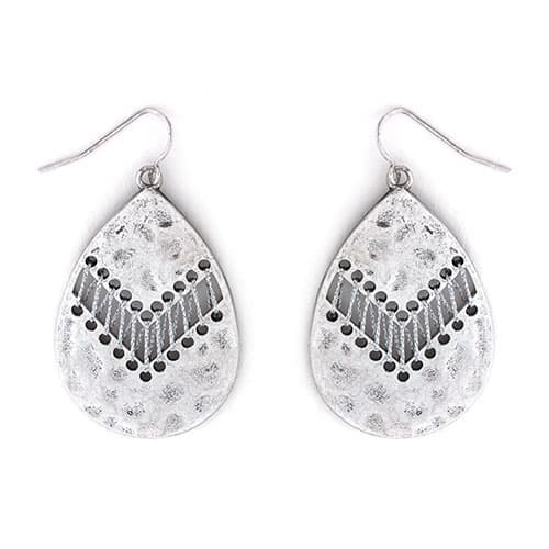 Ruby Rd. Distressed Silver-Tone Textured Teardrop Drop Earrings