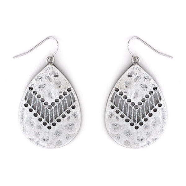 Ruby Rd. Distressed Silver-Tone Textured Teardrop Earrings - image 