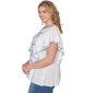 Plus Size Ruby Rd. French Riviera Ruffle Sleeve Embroidery Blouse - image 4