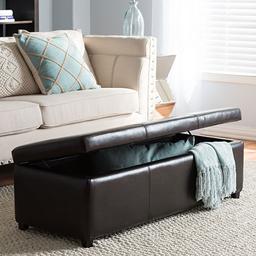 Baxton Studio Full Leather Storage Bench Ottoman