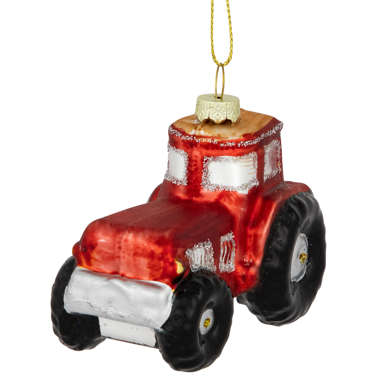 Northlight 3.5in. Red & Gold Tractor Glass Christmas Ornament