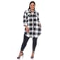 Plus Size White Mark Long Sleeve Roll Cuff Plaid Shirt Dress - image 1