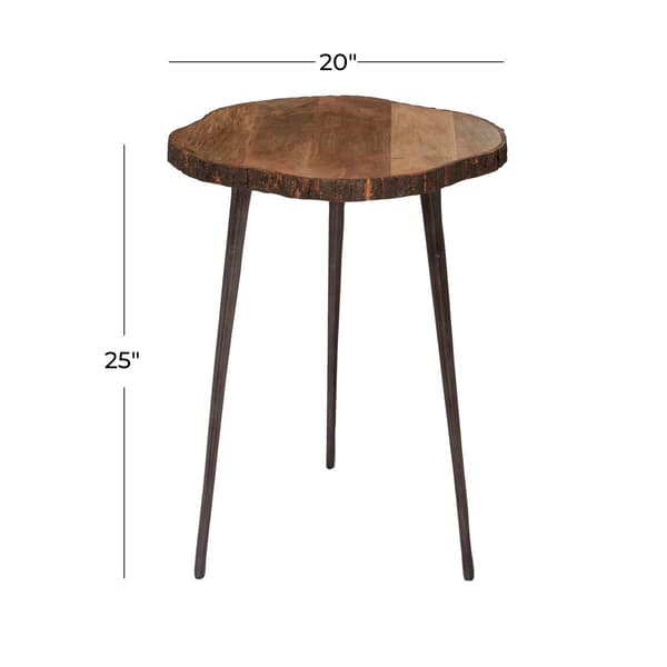 9th & Pike® Brown Rustic Aluminum Rustic Bark Accent Table