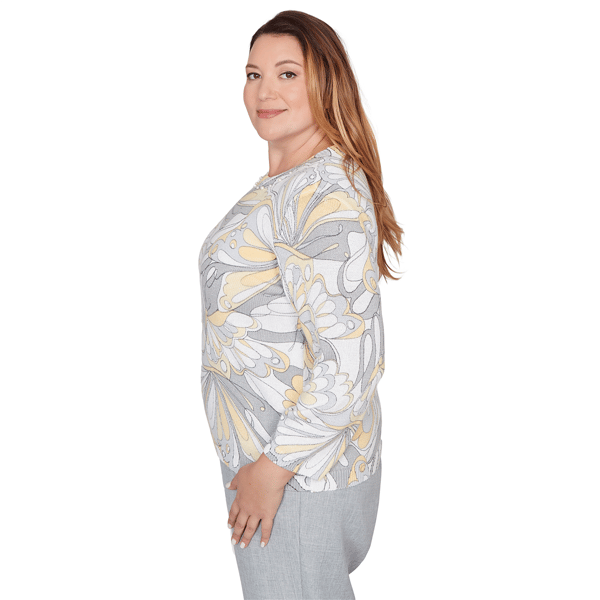 Plus Size Alfred Dunner Al Fresco Abstract Butterfly Rib Sweater