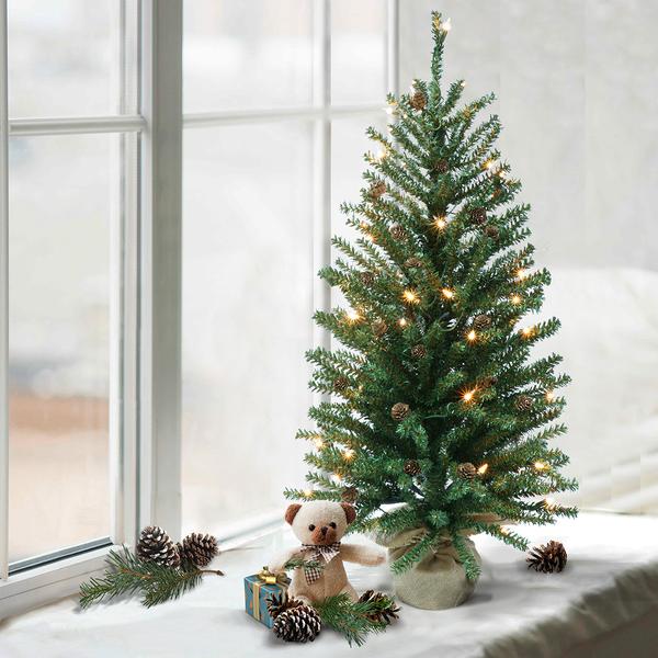 Puleo International Pre-Lit 4ft. Fir With Cones Christmas Tree