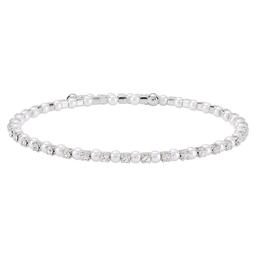 Athra Silver Plated Simulated Pearl & Clear Crystal Bracelet
