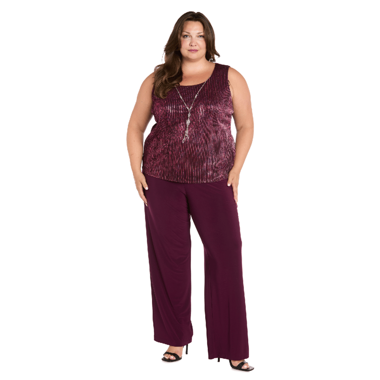 Plus Size R&M Richards Sequined Duster Pant Set