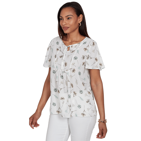 Womens Emaline Verde Grove II Tie Neck Floral Blouse