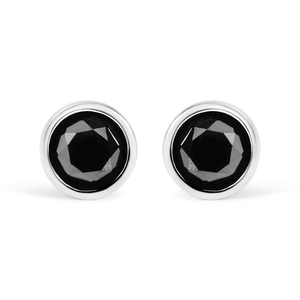 Haus of Brilliance Silver 4ctw. Black Diamond Stud Earrings